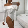 одно плечо Bodycon Ruffle Romper Bodysuits